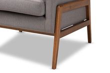 Load image into Gallery viewer, Baxton Studio Perris Mid-Century Modern Grey Fabric Upholstered Walnut Wood Lounge Chair
