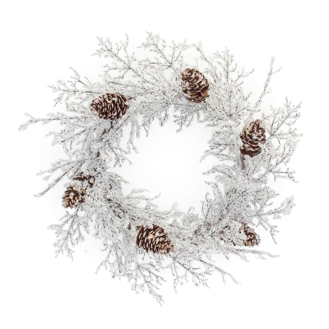 Iced Twig Pinecone Wreath 24