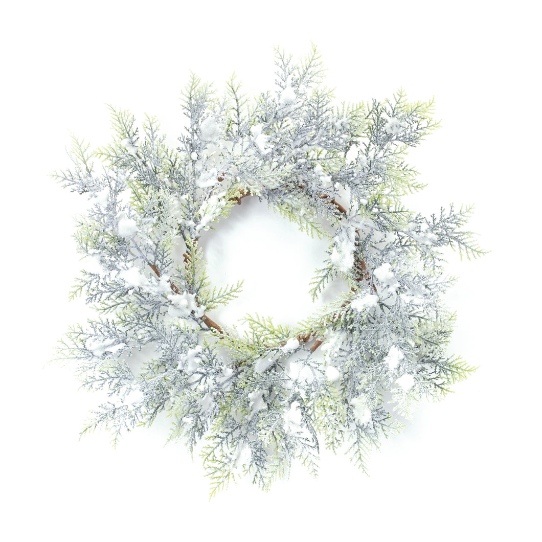 Flocked Cedar Wreath 15