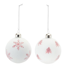 Load image into Gallery viewer, Frosted Snowflake and Tree Ball Ornament (Set of 12)
