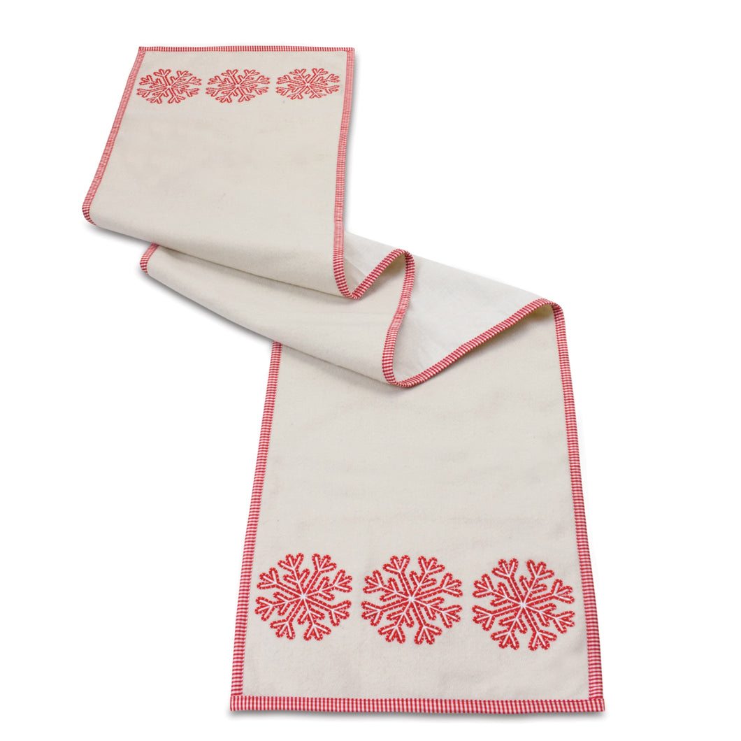 Embroidered Snowflake Table Runner 72