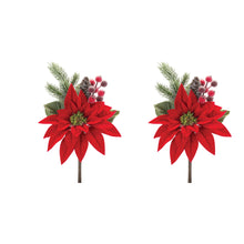 Load image into Gallery viewer, Poinsettia Flower Pick (Set of 2)

