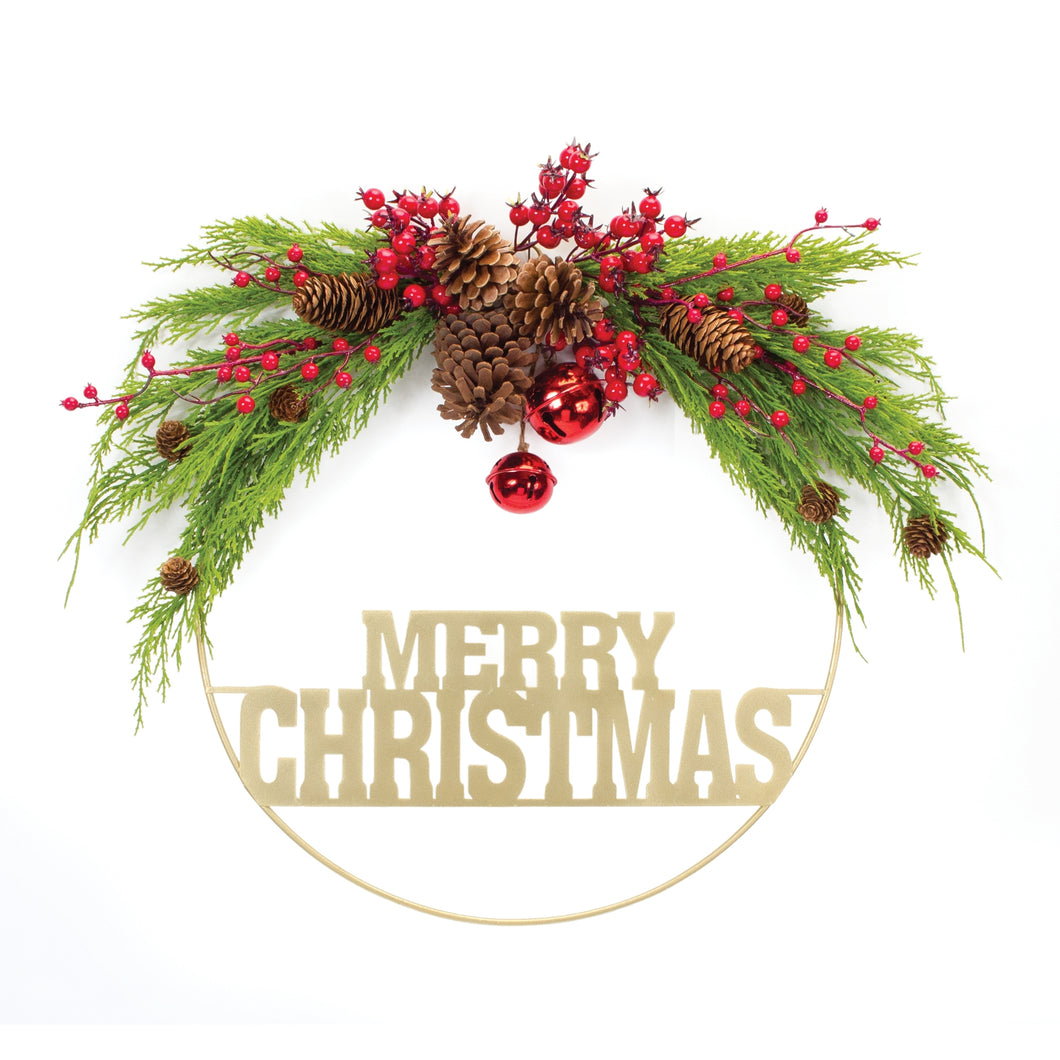 Merry Christmas Pine Half Wreath 21