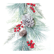 Load image into Gallery viewer, Frosted Pine Cone Berry Garland 6&#39;L
