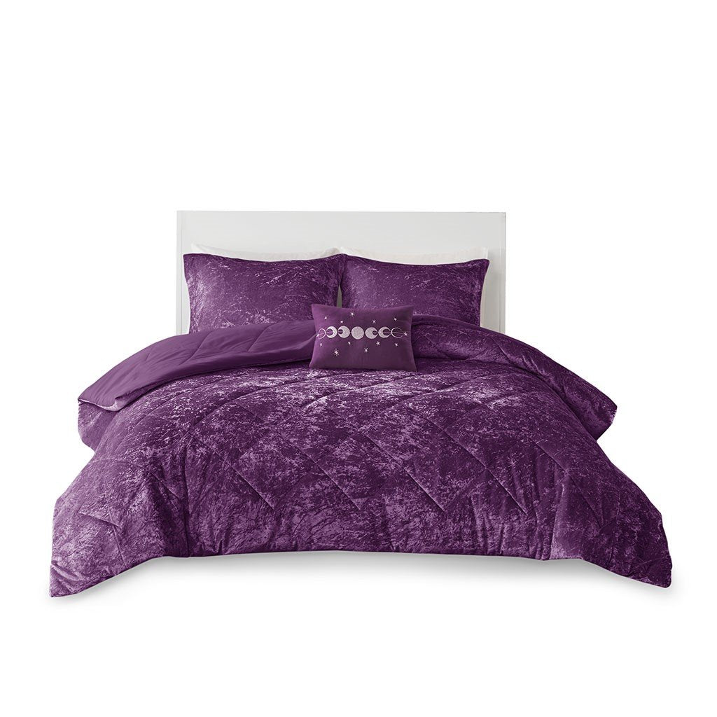Olliix Felicia 100% Polyester Crushed Velvet Comforter Set By Intelligent Design ID10-1902