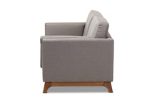 Load image into Gallery viewer, Baxton Studio Sava Mid-Century Modern Grey Fabric Upholstered Walnut Wood 2-Seater Loveseat
