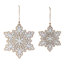 Load image into Gallery viewer, Wood Snowflake Ornaments (Set of 24)
