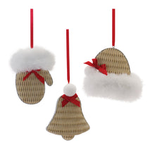 Load image into Gallery viewer, Cozy Mitten Hat and Bell Ornament (Set of 12)
