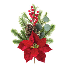 Load image into Gallery viewer, Poinsettia Pine and Eucalyptus Spray (Set of 2)
