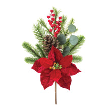 Load image into Gallery viewer, Poinsettia Pine and Eucalyptus Spray (Set of 2)

