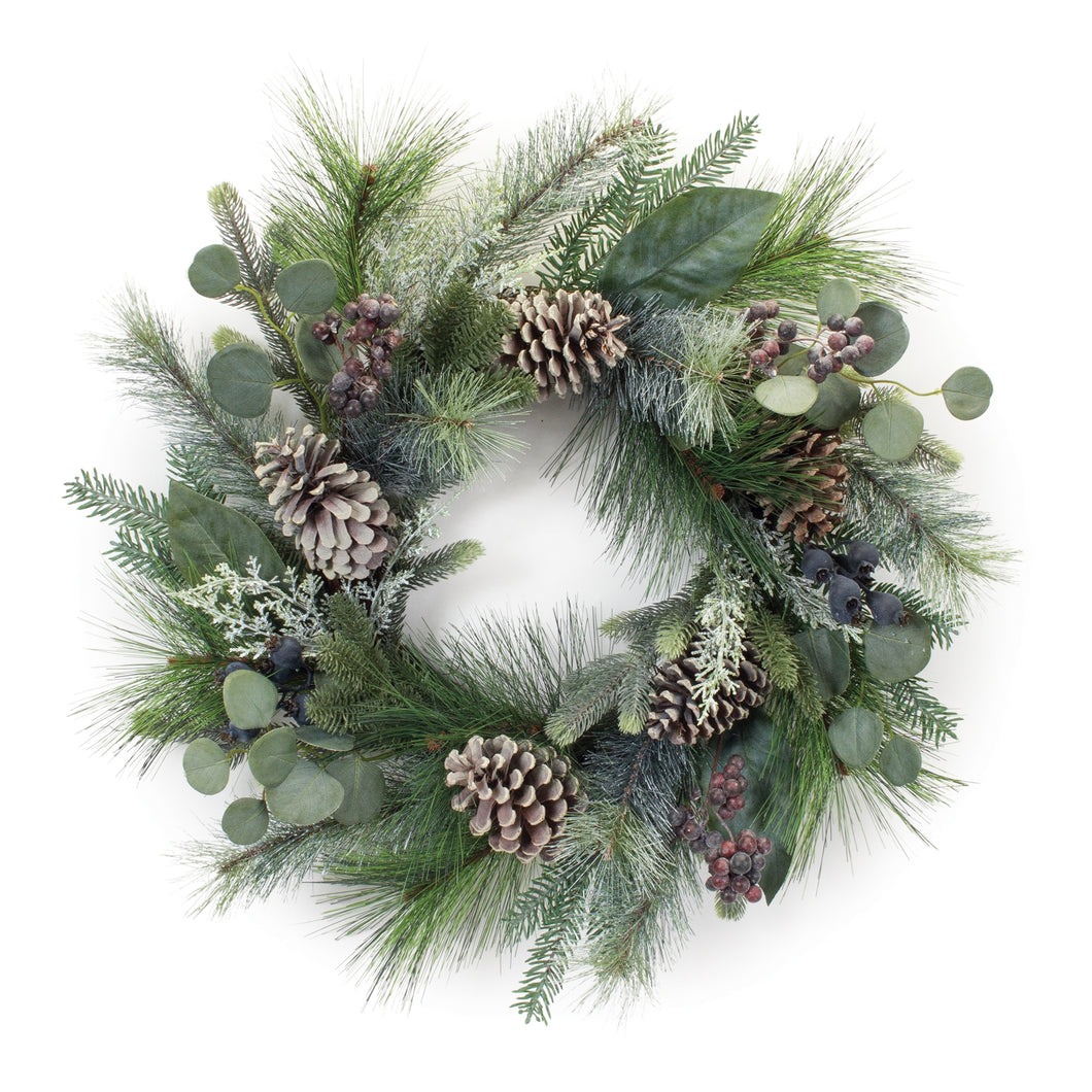 Mixed Pine Eucalyptus Berry Wreath 24