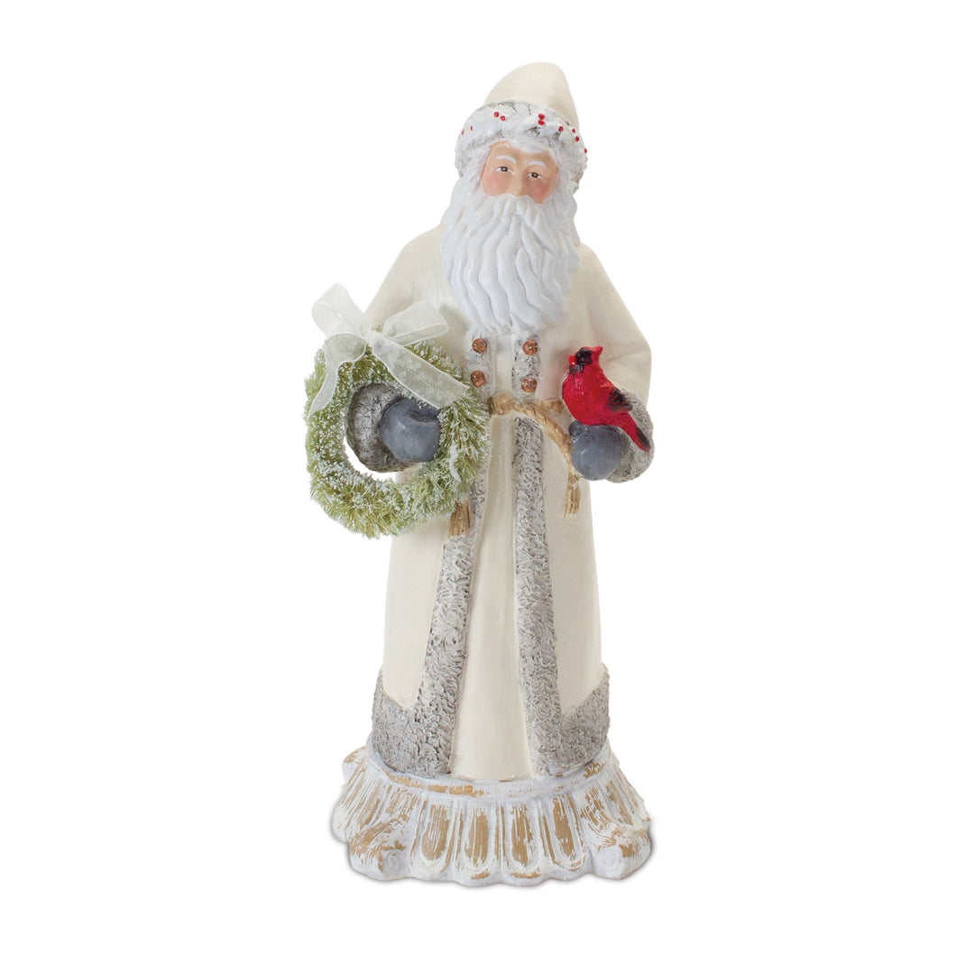 Santa Figurine with Cardinal and Wreath 12