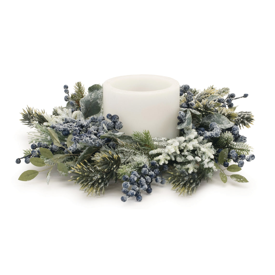 Frosted Blueberry Pine Candle Ring 18