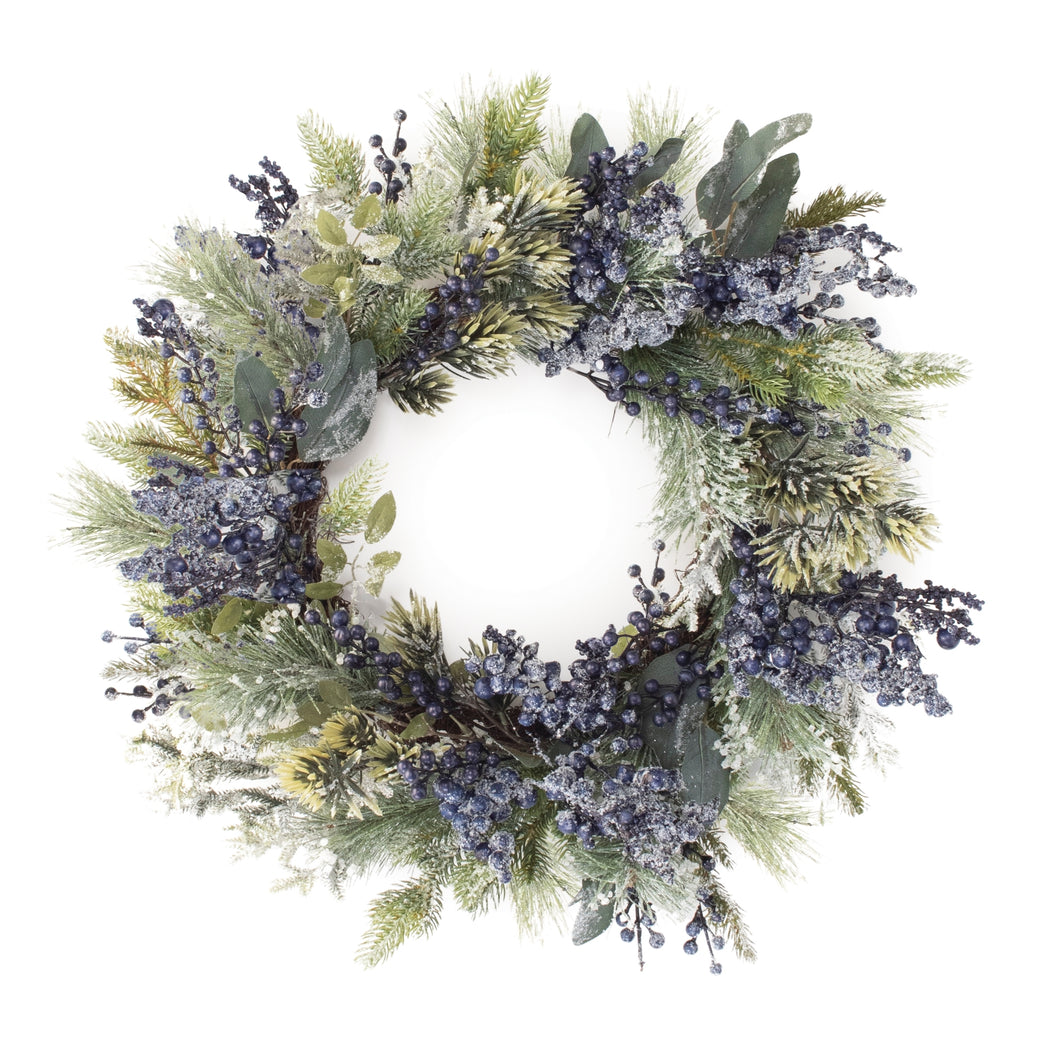 Frosted Blueberry Pine Wreath 24