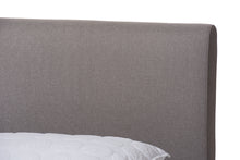 Load image into Gallery viewer, Baxton Studio Aveneil Mid-Century Modern Grey Fabric Upholstered Walnut Finished Queen Size Platform Bed
