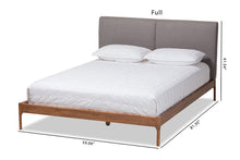 Load image into Gallery viewer, Baxton Studio Aveneil Mid-Century Modern Grey Fabric Upholstered Walnut Finished Queen Size Platform Bed
