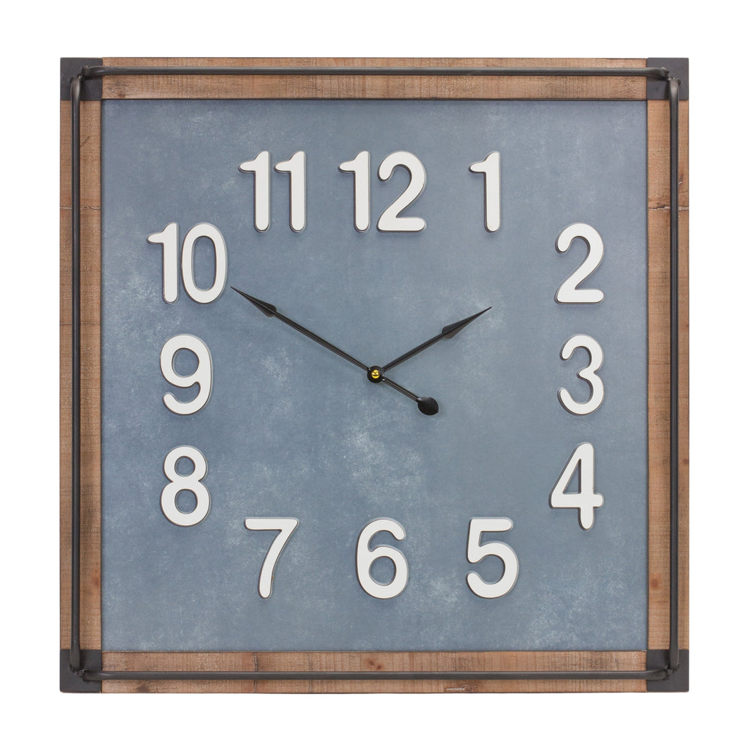 Wood Framed Square Wall Clock 23.5
