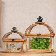 Load image into Gallery viewer, Tapered Wood Lantern with Open Lid (Set of 2)
