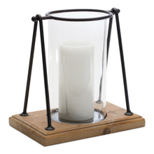 Load image into Gallery viewer, Modern Framed Candle Holder with Wood Base (Set of 2)
