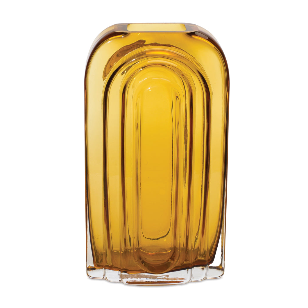 Rounded Amber Glass Vase 9.75