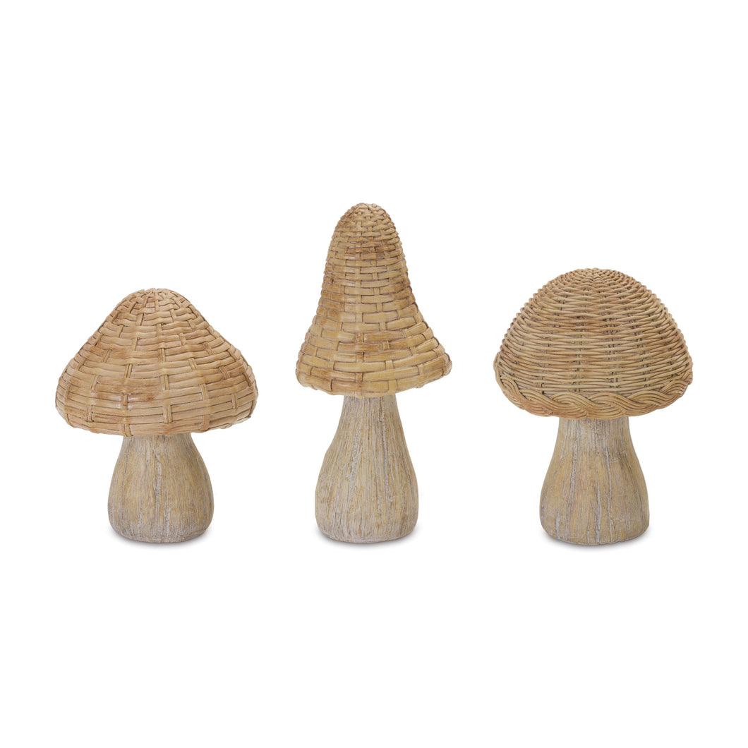 Wicker Mushroom DŽcor (Set of 3)