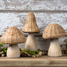 Load image into Gallery viewer, Wicker Mushroom DŽcor (Set of 3)

