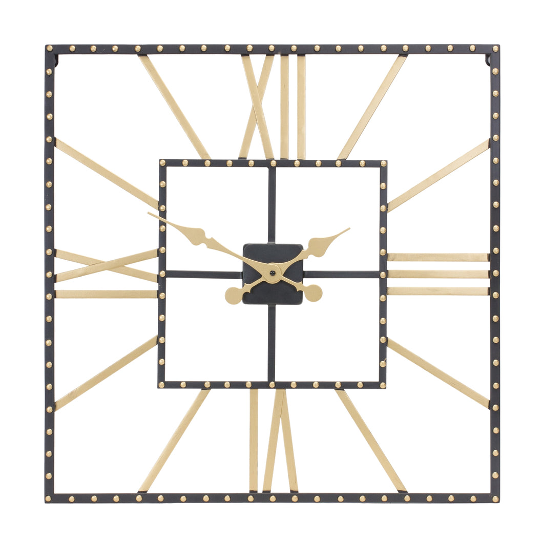 Metal Square Wall Clock with Roman Numberals 23.5