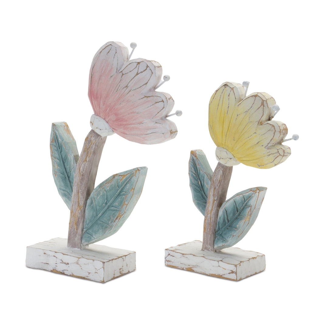 Carved Floral DŽcor (Set of 2)