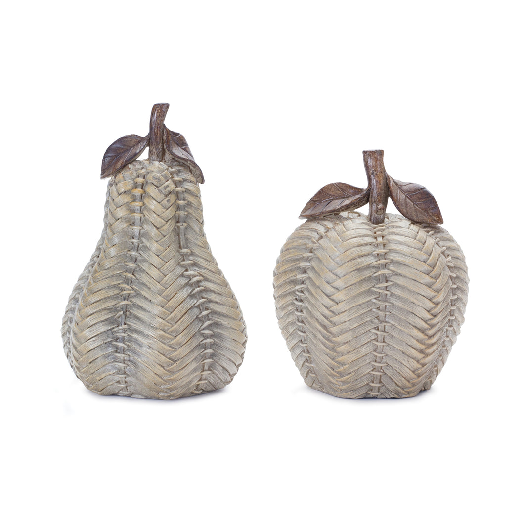 Wicker Apple and Pear DŽcor (Set of 2)