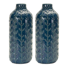 Load image into Gallery viewer, Ceramic Leaf Pattern Vase (Set of 2)
