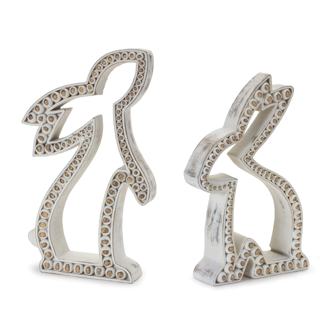Beaded Rabbit Outline DŽcor (Set of 2)