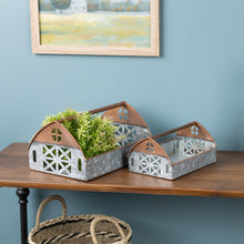 Load image into Gallery viewer, Galvanized Metal Barn Caddy Tray (Set of 2)
