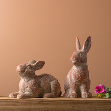 Load image into Gallery viewer, Distressed Garden Rabbit Statue (Set of 2)
