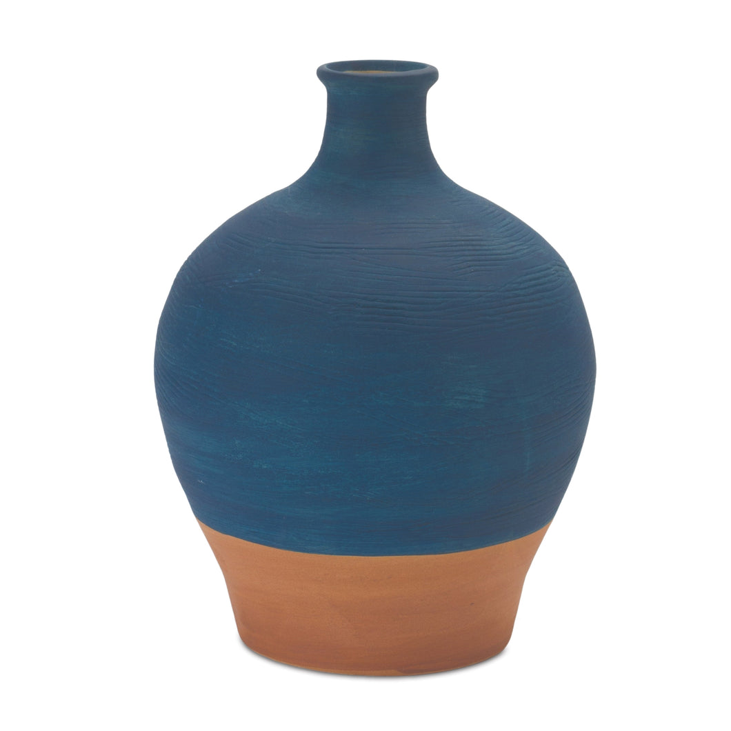 Ceramic Vase with Terra Cotta Accent 8.5