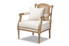 Load image into Gallery viewer, Baxton Studio Clemence French Provincial Ivory Fabric Upholstered Whitewashed Wood Armchair
