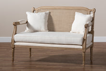 Load image into Gallery viewer, Baxton Studio Clemence French Provincial Ivory Fabric Upholstered Whitewashed Wood Loveseat
