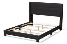 Load image into Gallery viewer, Baxton Studio Lisette Modern and Contemporary Charcoal Grey Fabric Upholstered Queen Size Bed
