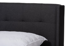 Load image into Gallery viewer, Baxton Studio Lisette Modern and Contemporary Charcoal Grey Fabric Upholstered Queen Size Bed
