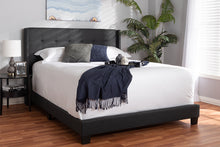 Load image into Gallery viewer, Baxton Studio Lisette Modern and Contemporary Charcoal Grey Fabric Upholstered King Size Bed

