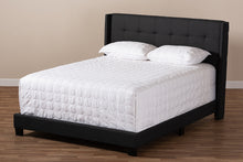 Load image into Gallery viewer, Baxton Studio Lisette Modern and Contemporary Charcoal Grey Fabric Upholstered Queen Size Bed
