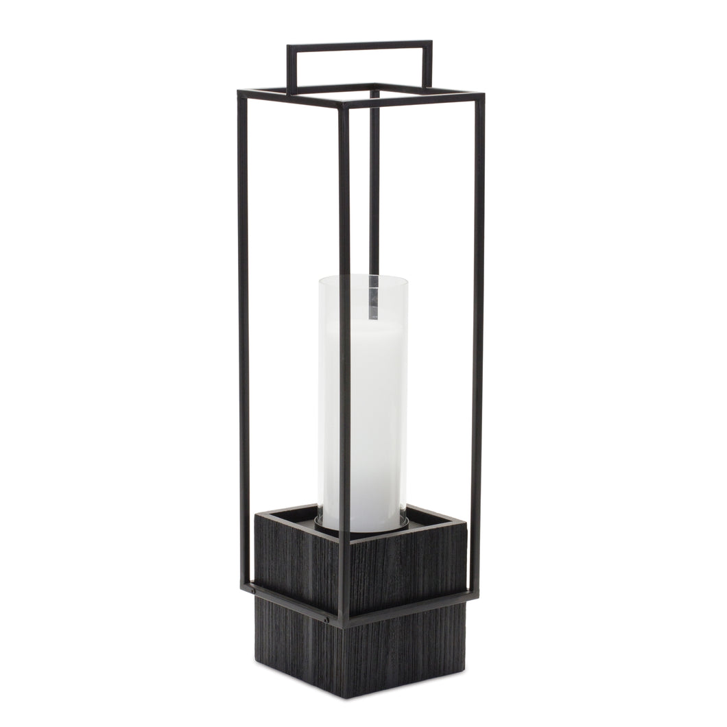 Wood Candle Holder with Metal Frame 24