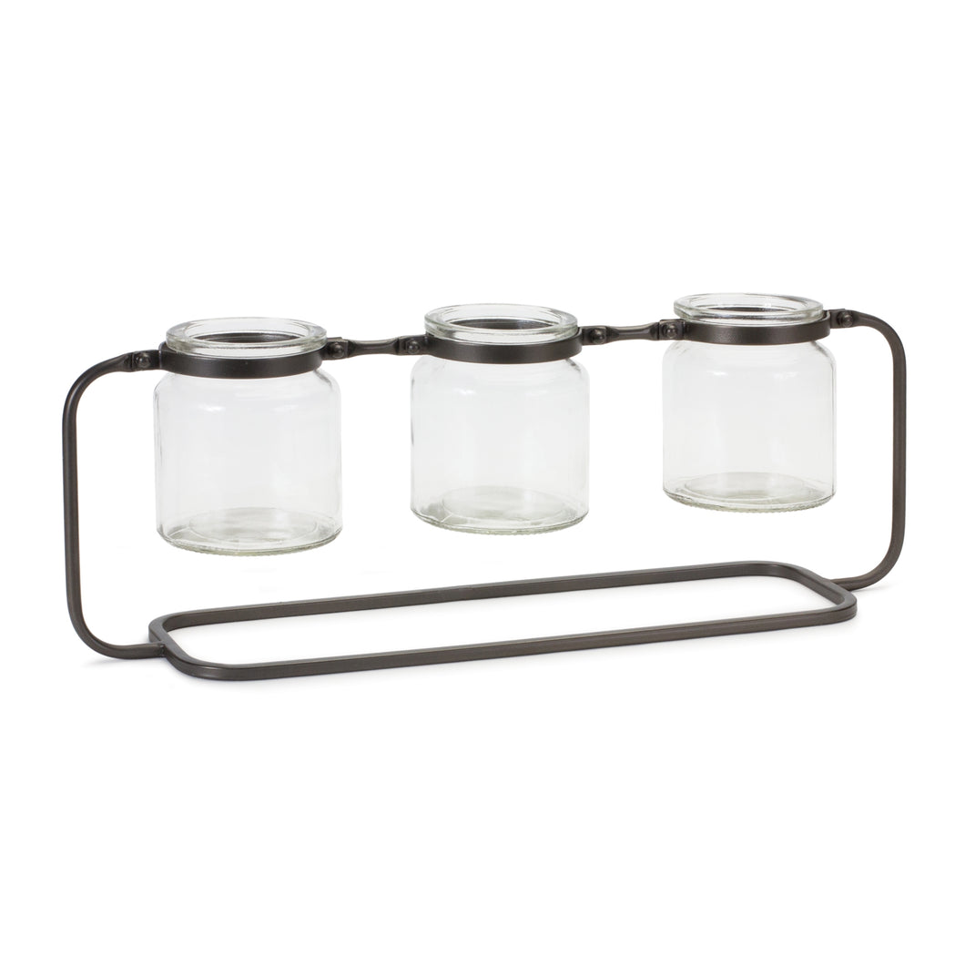 Bottle Vases in Iron Stand 19.75