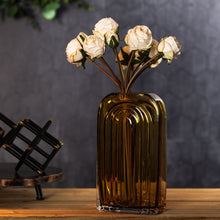 Load image into Gallery viewer, Sage Glass Vase with Wood Accent 11&quot;H

