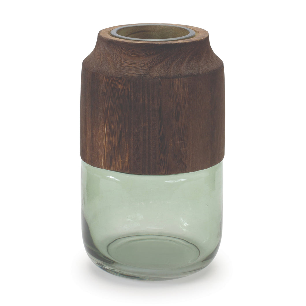 Sage Glass Vase with Wood Accent 9