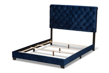 Load image into Gallery viewer, Baxton Studio Candace Luxe and Glamour Navy Velvet Upholstered Queen Size Bed
