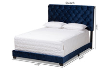 Load image into Gallery viewer, Baxton Studio Candace Luxe and Glamour Navy Velvet Upholstered Queen Size Bed
