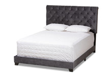 Load image into Gallery viewer, Baxton Studio Candace Luxe and Glamour Dark Grey Velvet Upholstered Full Size Bed
