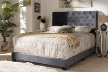 Load image into Gallery viewer, Baxton Studio Candace Luxe and Glamour Dark Grey Velvet Upholstered Queen Size Bed
