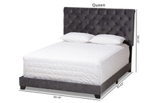Load image into Gallery viewer, Baxton Studio Candace Luxe and Glamour Dark Grey Velvet Upholstered Full Size Bed
