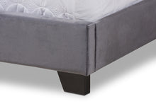 Load image into Gallery viewer, Baxton Studio Darcy Luxe and Glamour Dark Grey Velvet Upholstered Queen Size Bed
